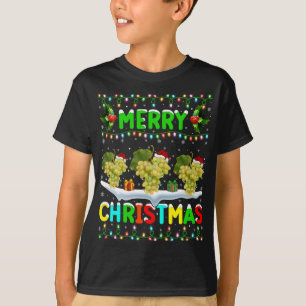 Xmas Grapes Fruit Lighting Santa Hat Merry Christm T-Shirt