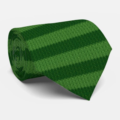 Xmas Green Knit Effect _ Two_Tone Spruce Striped Neck Tie