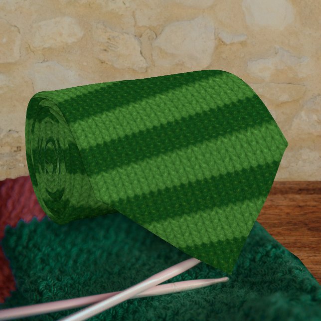 Xmas Green Knit Effect - Two-Tone Spruce Striped Neck Tie (Creator Uploaded)