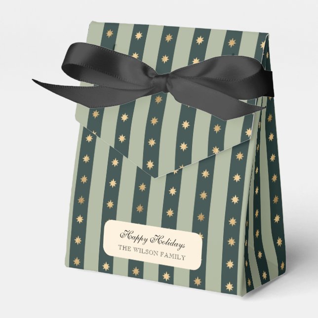 Xmas Green stripe Holiday Noel Christmas Wrapping  Favor Boxes (Front Side)