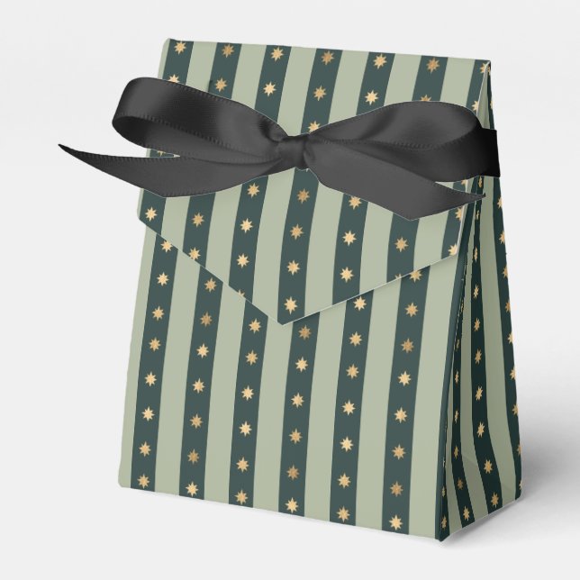 Xmas Green stripe Holiday Noel Christmas Wrapping  Favor Boxes (Front Side)