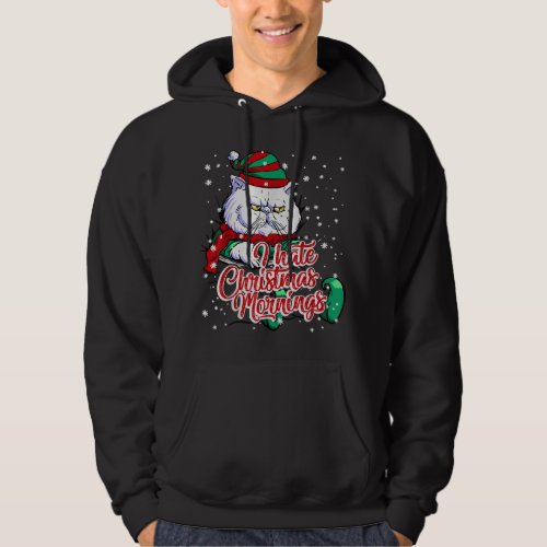 Xmas grumpy kitten cat elf hate morning Christmas  Hoodie