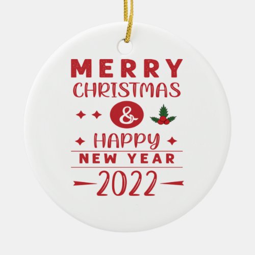 Xmas Happy New Year 2022 Ceramic Ornament