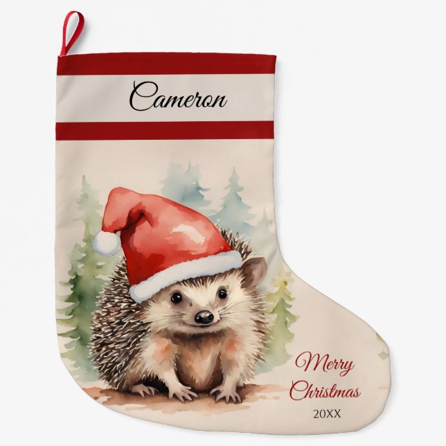 Xmas Hedgehog Christmas Stocking (Front)