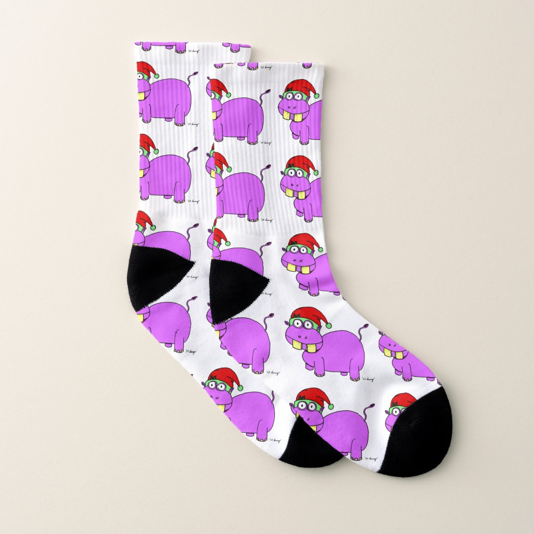 Xmas Hippo Socks | Zazzle