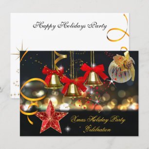 Xmas Holiday Christmas Party Gold Red Black Invitation
