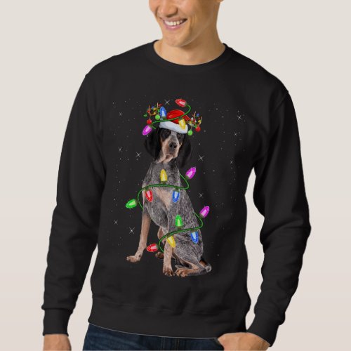 Xmas Holiday Lighting Santa Bluetick Coonhound Dog Sweatshirt