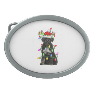 Xmas Holiday Lighting Santa Portuguese Water Dog C Belt Buckle