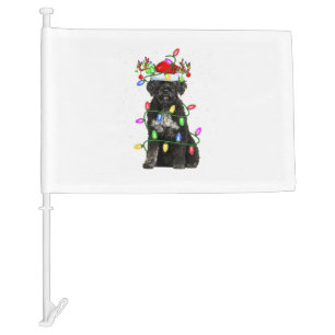 Xmas Holiday Lighting Santa Portuguese Water Dog C Car Flag