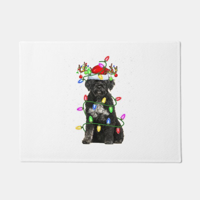 Xmas Holiday Lighting Santa Portuguese Water Dog C Doormat (Front)
