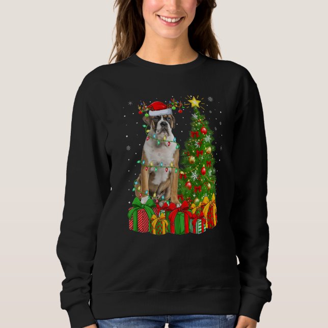 Xmas Holiday Lights Santa English Bulldog Christma Sweatshirt (Front)