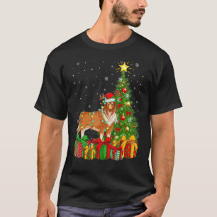 Xmas Holiday Lights Santa Rough Collie Dog Christm T-Shirt