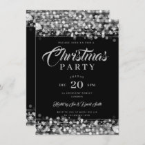 Xmas Holiday Party Silver String Lights  Invitation