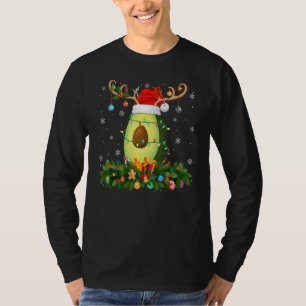Xmas Holiday Reindeer Hat Santa Avocado Fruit Chri T-Shirt
