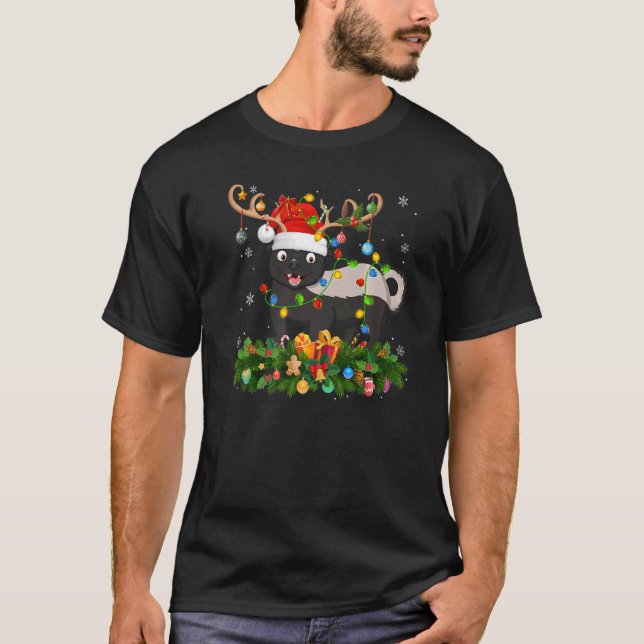Xmas Holiday Reindeer Hat Santa Badger Christmas   T-Shirt (Front)