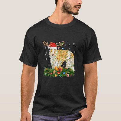 Xmas Holiday Reindeer Hat Santa Borzoi Dog Christm T-Shirt