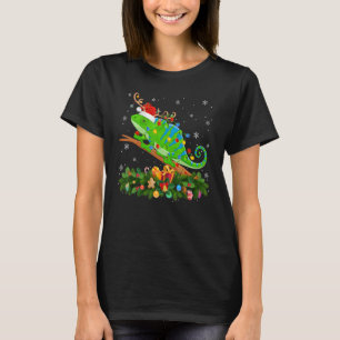 Xmas Holiday Reindeer Hat Santa Chameleon Christma T-Shirt