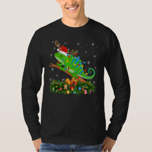 Xmas Holiday Reindeer Hat Santa Chameleon Christma T-Shirt