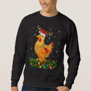 Xmas Holiday Reindeer Hat Santa Chicken Bird Chris Sweatshirt