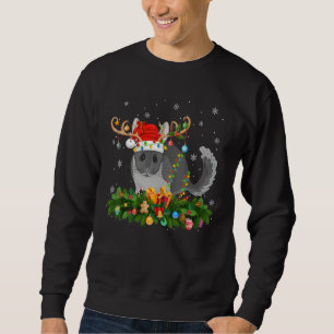 Xmas Holiday Reindeer Hat Santa Chinchilla Christm Sweatshirt