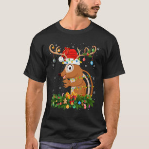 Xmas Holiday Reindeer Hat Santa Chipmunk Christmas T-Shirt