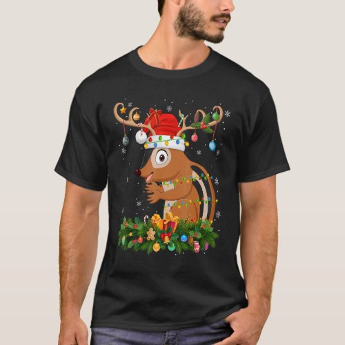 Xmas Holiday Reindeer Hat Santa Chipmunk Christmas T_Shirt