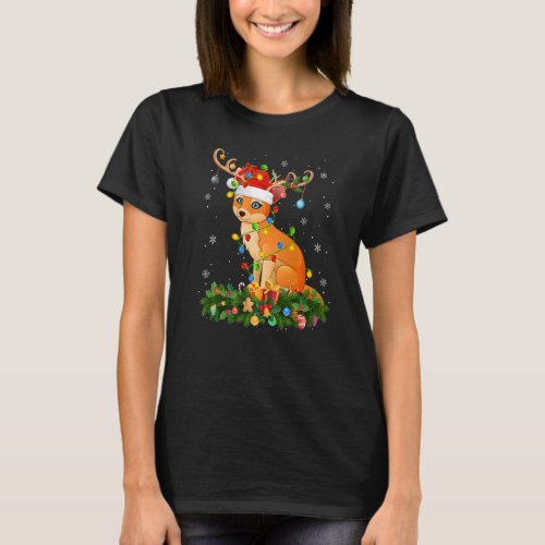 Xmas Holiday Reindeer Hat Santa Coyote Christmas   T_Shirt