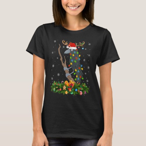 Xmas Holiday Reindeer Hat Santa Crow Bird Christma T_Shirt