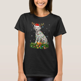 Xmas Holiday Reindeer Hat Santa Dalmatian Dog Chri T-Shirt