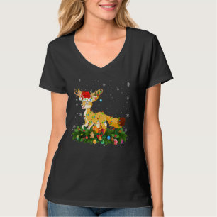 Xmas Holiday Reindeer Hat Santa Fennec Fox Christm T-Shirt