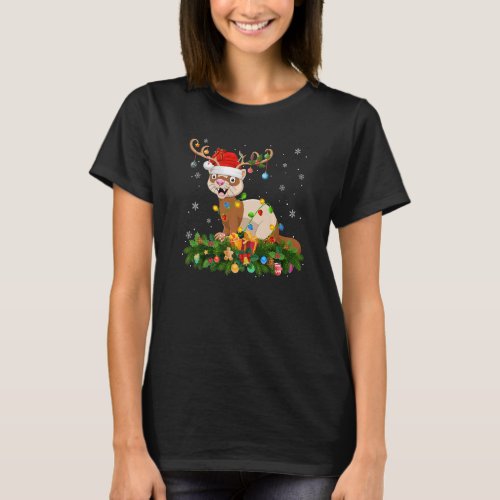 Xmas Holiday Reindeer Hat Santa Ferret Christmas   T_Shirt
