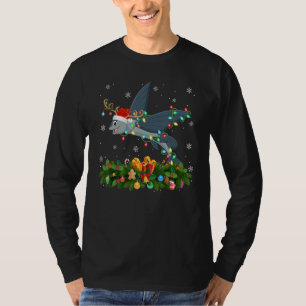 Xmas Holiday Reindeer Hat Santa Flying Fish Christ T-Shirt