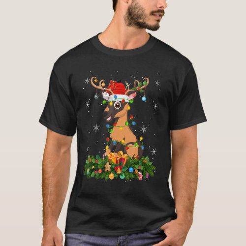Xmas Holiday Reindeer Hat Santa Goat Christmas T_Shirt
