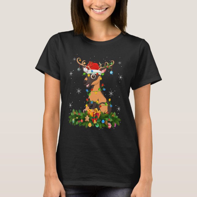 Xmas Holiday Reindeer Hat Santa Goat Christmas T-Shirt (Front)