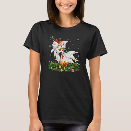 Xmas Holiday Reindeer Hat Santa Goldfish Christmas T_Shirt