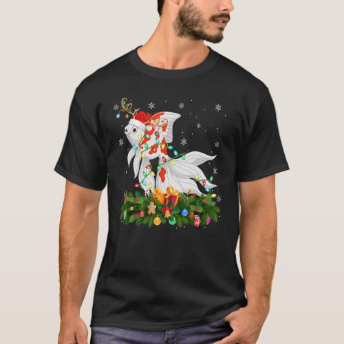 Xmas Holiday Reindeer Hat Santa Goldfish Christmas T_Shirt