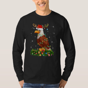 Xmas Holiday Reindeer Hat Santa Hawk Bird Christma T-Shirt