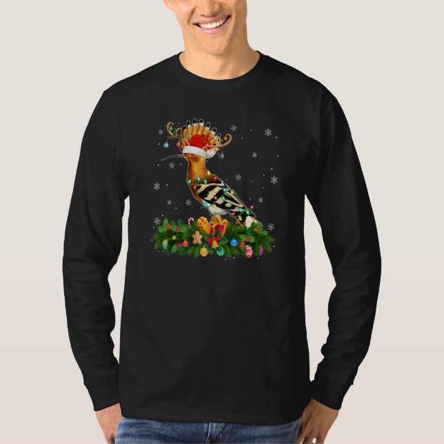 Xmas Holiday Reindeer Hat Santa Hoopoes Bird Chris T-Shirt (Front)