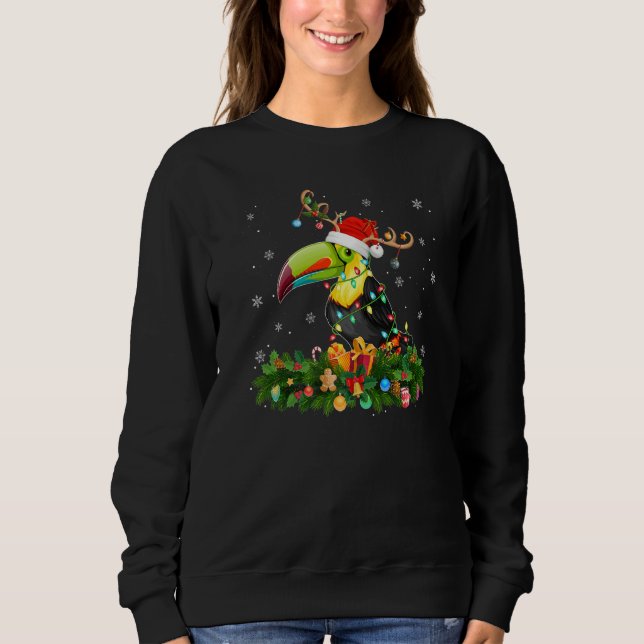Xmas Holiday Reindeer Hat Santa Hornbill Bird Chri Sweatshirt (Front)