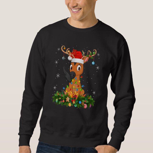 Xmas Holiday Reindeer Hat Santa Horse Christmas   Sweatshirt (Front)