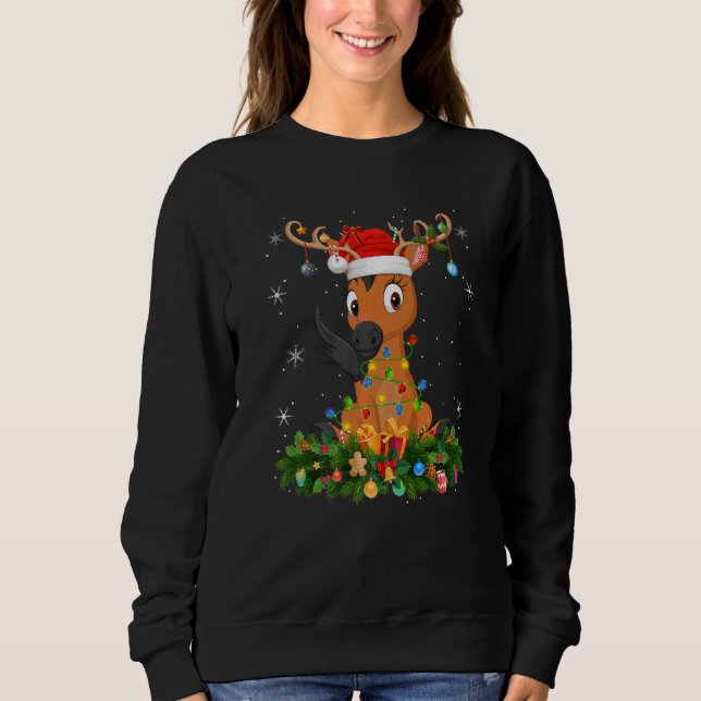 Xmas Holiday Reindeer Hat Santa Horse Christmas   Sweatshirt (Front)