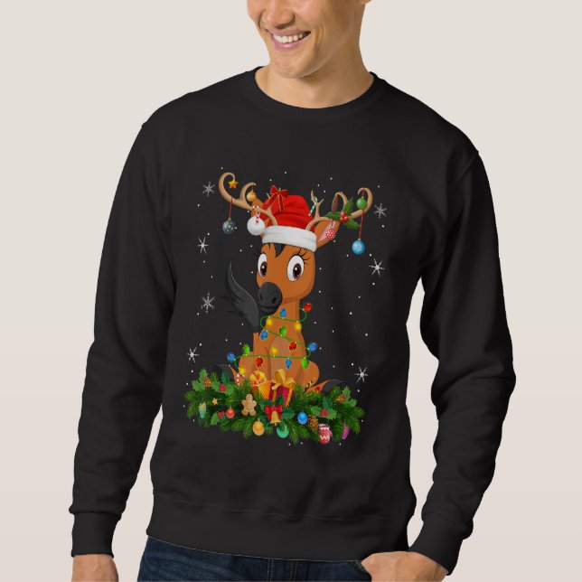 Xmas Holiday Reindeer Hat Santa Horse Christmas Sweatshirt (Front)