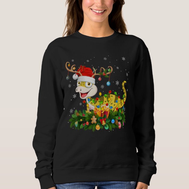 Xmas Holiday Reindeer Hat Santa Lizard Christmas Sweatshirt (Front)