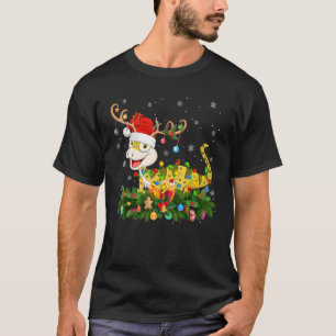 Xmas Holiday Reindeer Hat Santa Lizard Christmas T-Shirt