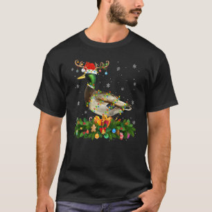 Xmas Holiday Reindeer Hat Santa Mallard Bird Chris T-Shirt