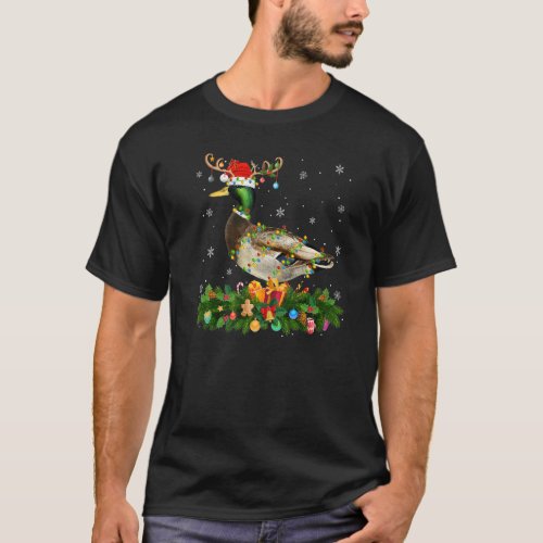 Xmas Holiday Reindeer Hat Santa Mallard Bird Chris T_Shirt