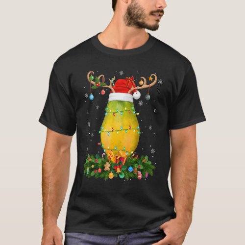 Xmas Holiday Reindeer Hat Santa Papaya Fruit Chris T_Shirt