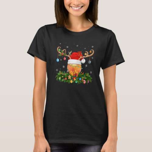 Xmas Holiday Reindeer Hat Santa Peach Fruit Christ T_Shirt