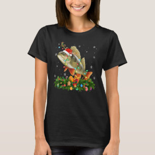 Xmas Holiday Reindeer Hat Santa Perch Fish Christm T-Shirt