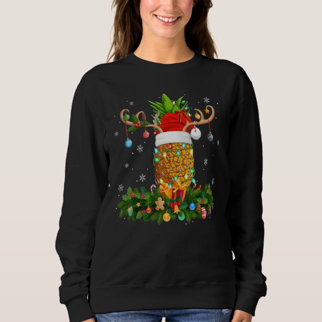 Xmas Holiday Reindeer Hat Santa Pineapple Fruit Ch Sweatshirt (Front)